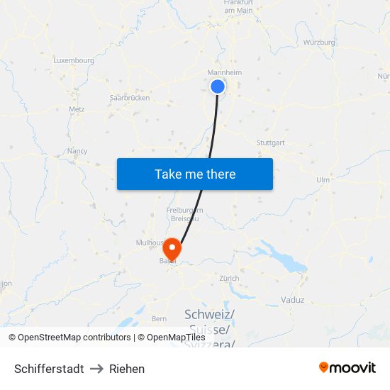 Schifferstadt to Riehen map