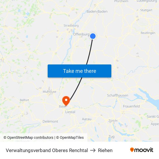 Verwaltungsverband Oberes Renchtal to Riehen map