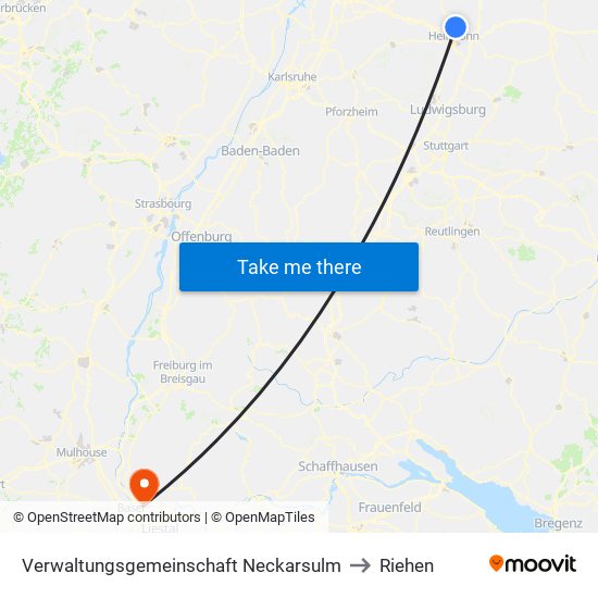 Verwaltungsgemeinschaft Neckarsulm to Riehen map