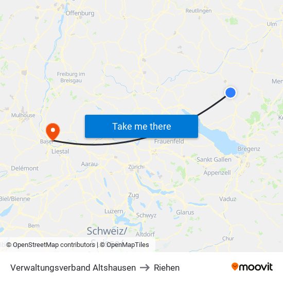 Verwaltungsverband Altshausen to Riehen map