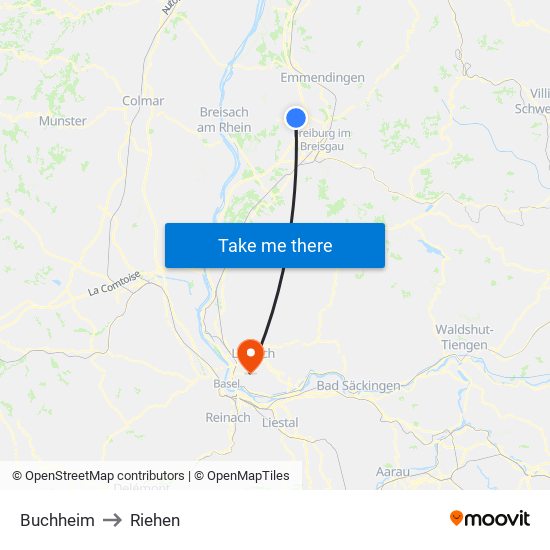 Buchheim to Riehen map