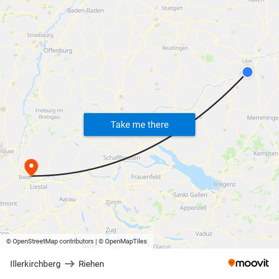 Illerkirchberg to Riehen map