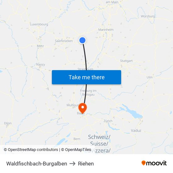 Waldfischbach-Burgalben to Riehen map