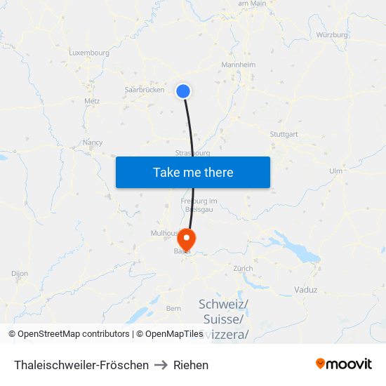 Thaleischweiler-Fröschen to Riehen map