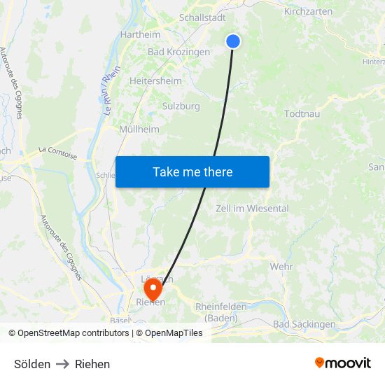 Sölden to Riehen map