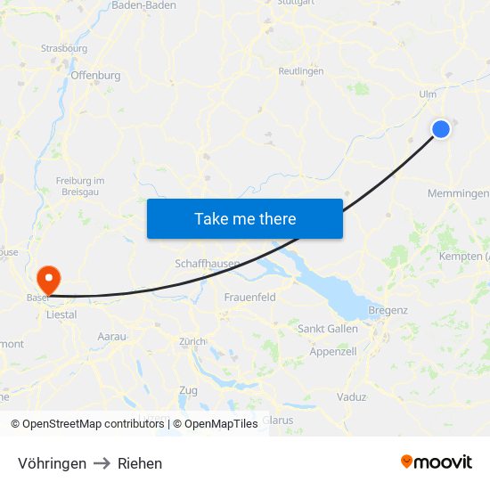 Vöhringen to Riehen map