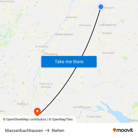 Massenbachhausen to Riehen map