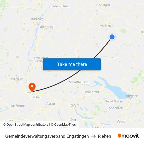 Gemeindeverwaltungsverband Engstingen to Riehen map