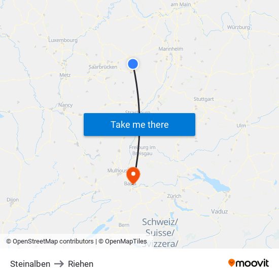 Steinalben to Riehen map