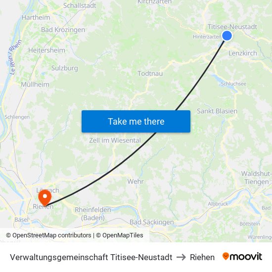 Verwaltungsgemeinschaft Titisee-Neustadt to Riehen map