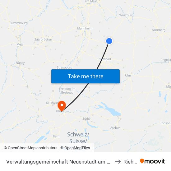 Verwaltungsgemeinschaft Neuenstadt am Kocher to Riehen map