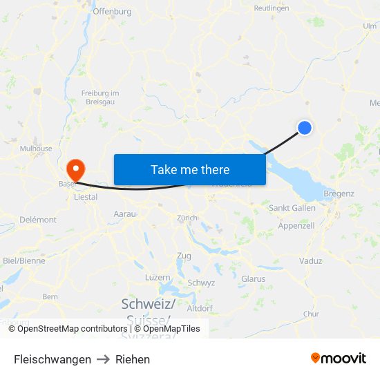 Fleischwangen to Riehen map