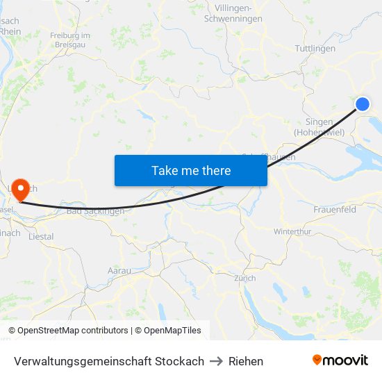 Verwaltungsgemeinschaft Stockach to Riehen map