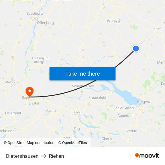 Dietershausen to Riehen map