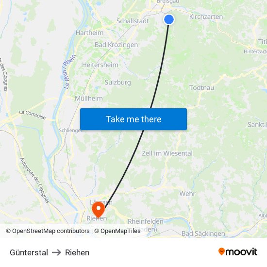 Günterstal to Riehen map