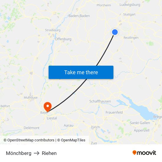 Mönchberg to Riehen map