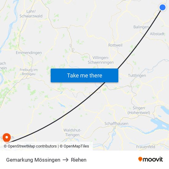 Gemarkung Mössingen to Riehen map