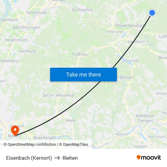 Eisenbach (Kernort) to Riehen map