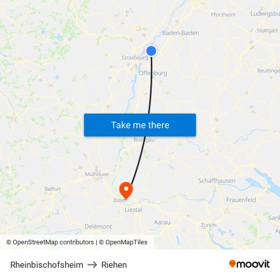 Rheinbischofsheim to Riehen map