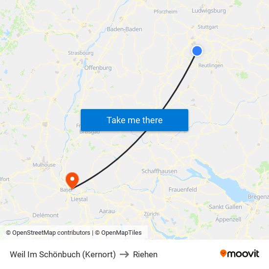 Weil Im Schönbuch (Kernort) to Riehen map