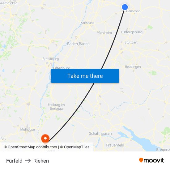 Fürfeld to Riehen map