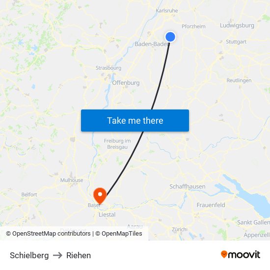 Schielberg to Riehen map
