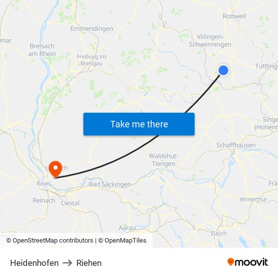 Heidenhofen to Riehen map