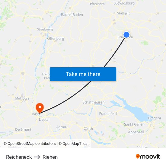 Reicheneck to Riehen map