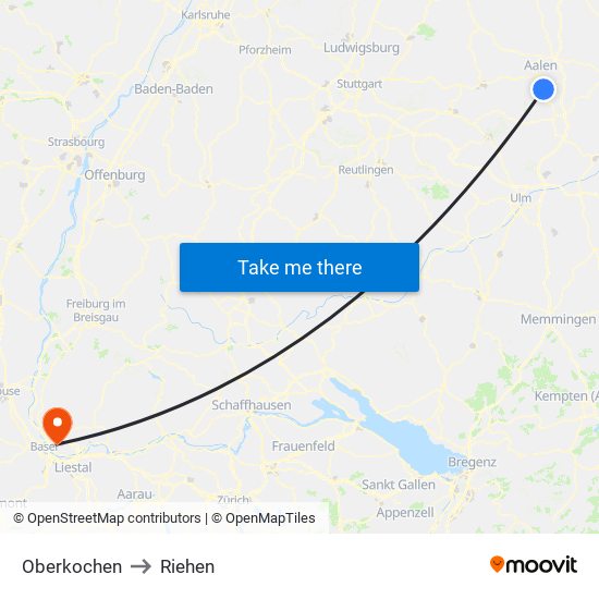 Oberkochen to Riehen map