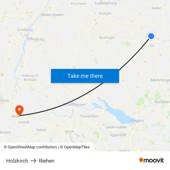 Holzkirch to Riehen map