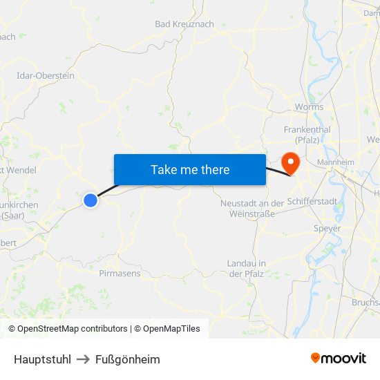 Hauptstuhl to Fußgönheim map