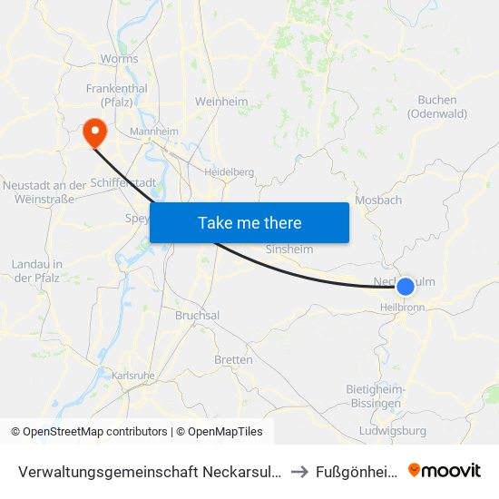 Verwaltungsgemeinschaft Neckarsulm to Fußgönheim map