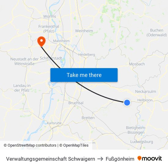 Verwaltungsgemeinschaft Schwaigern to Fußgönheim map