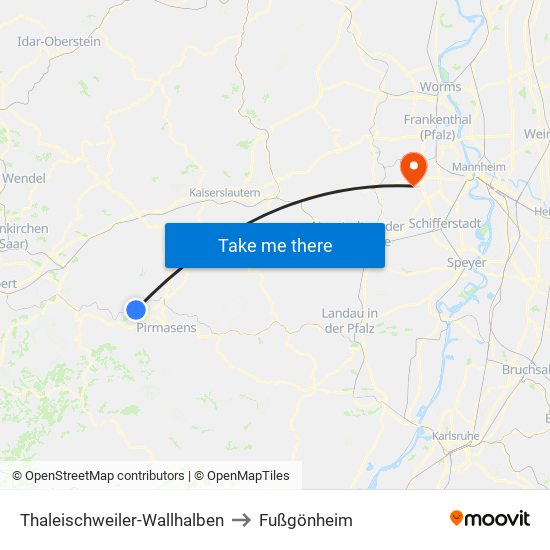 Thaleischweiler-Wallhalben to Fußgönheim map