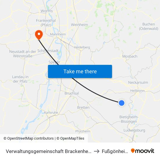 Verwaltungsgemeinschaft Brackenheim to Fußgönheim map