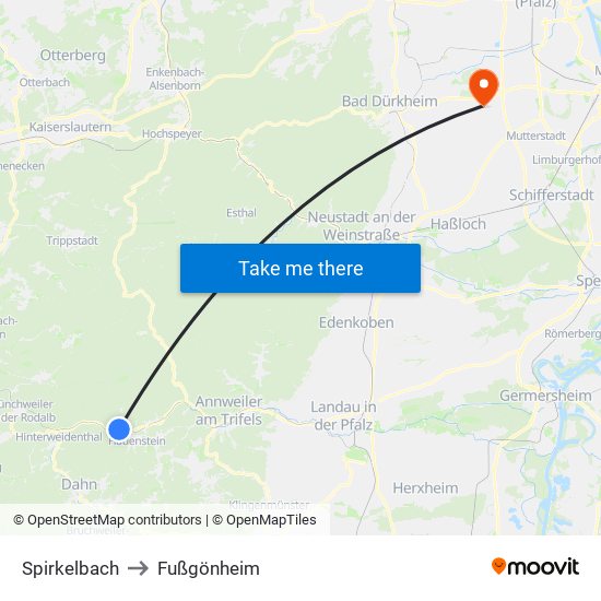 Spirkelbach to Fußgönheim map