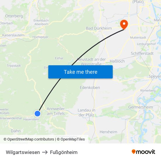 Wilgartswiesen to Fußgönheim map