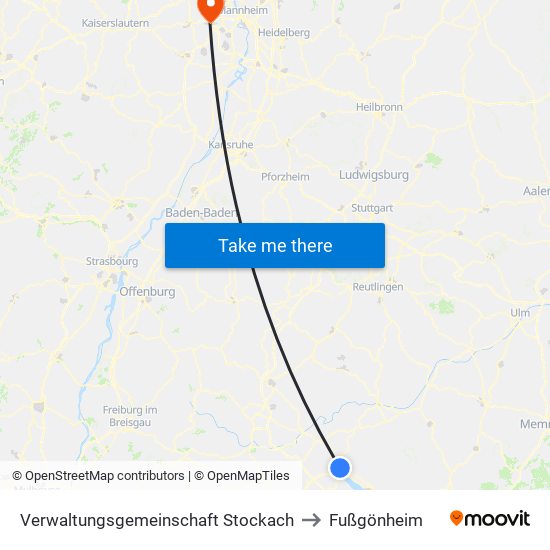 Verwaltungsgemeinschaft Stockach to Fußgönheim map