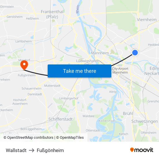 Wallstadt to Fußgönheim map