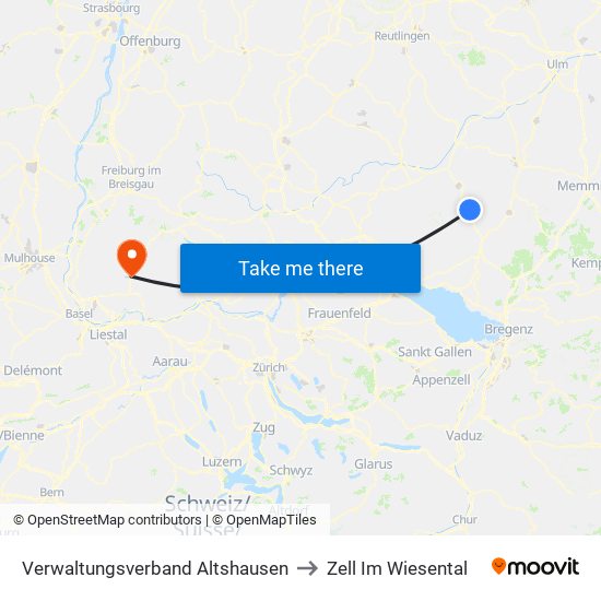 Verwaltungsverband Altshausen to Zell Im Wiesental map