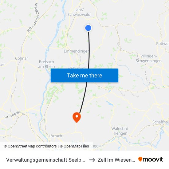 Verwaltungsgemeinschaft Seelbach to Zell Im Wiesental map