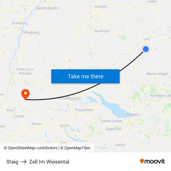 Staig to Zell Im Wiesental map