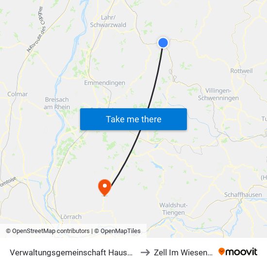 Verwaltungsgemeinschaft Hausach to Zell Im Wiesental map