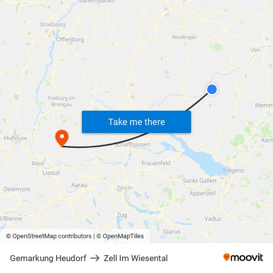 Gemarkung Heudorf to Zell Im Wiesental map