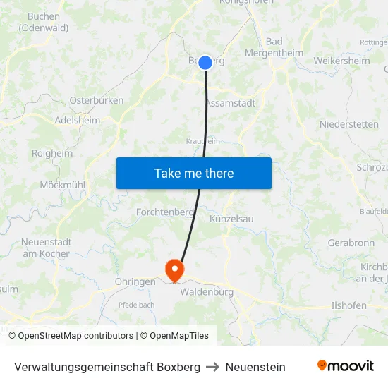 Verwaltungsgemeinschaft Boxberg to Neuenstein map