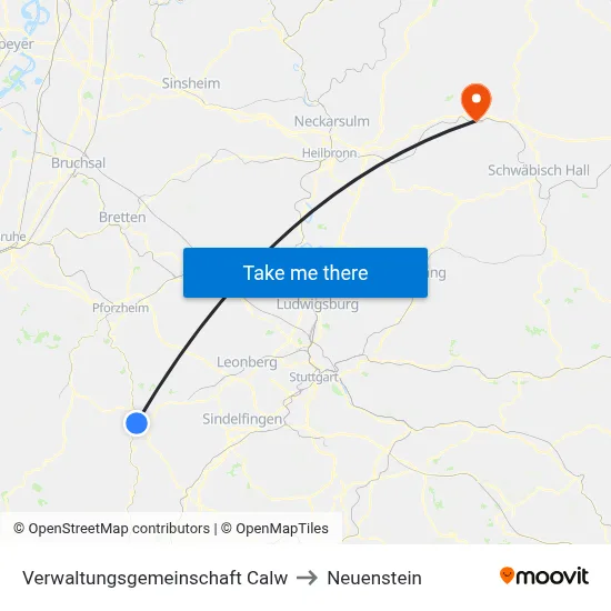 Verwaltungsgemeinschaft Calw to Neuenstein map