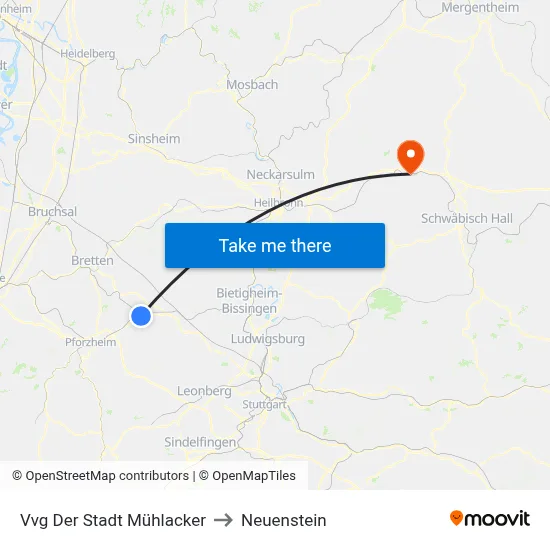 Vvg Der Stadt Mühlacker to Neuenstein map