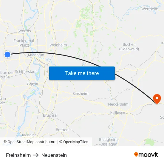 Freinsheim to Neuenstein map