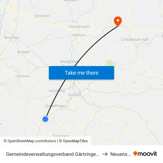 Gemeindeverwaltungsverband Gärtringen/Ehningen to Neuenstein map