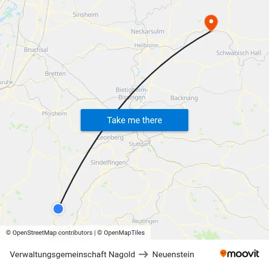 Verwaltungsgemeinschaft Nagold to Neuenstein map